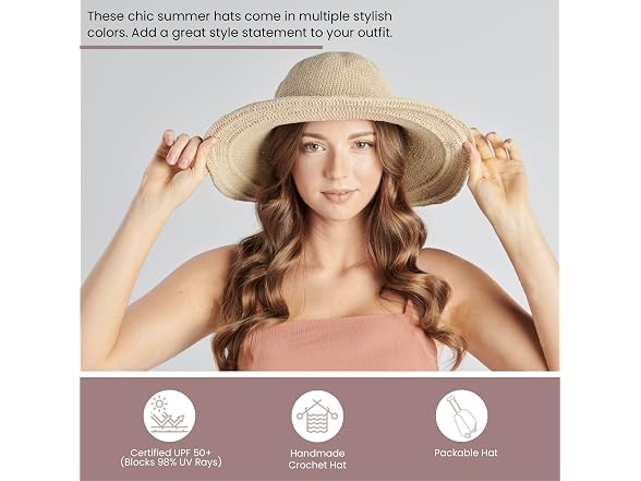 San Diego Hat Co. Women Cotton Crochet Floppy Hat