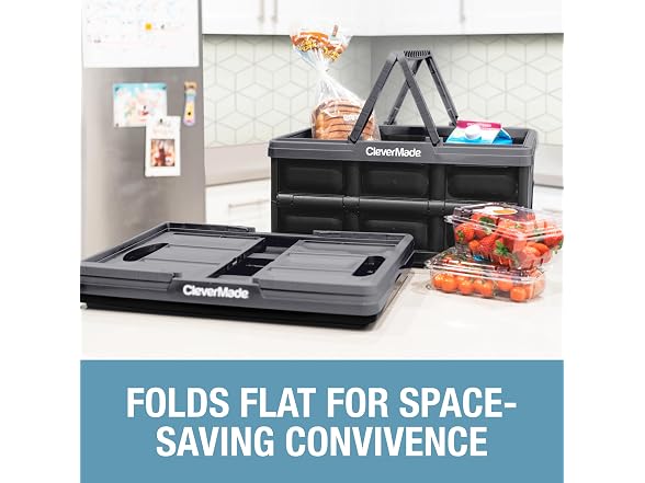 CleverMade Collapsible Shopping Basket 32L- Gray