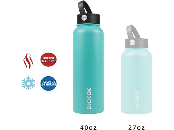 BJPKPK Insulated 40oz Water Bottles with Straw Lid