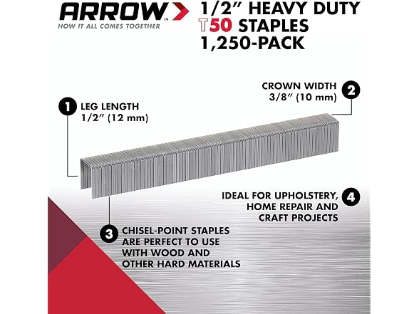 Arrow 508 Heavy Duty T50 1/2" Staples