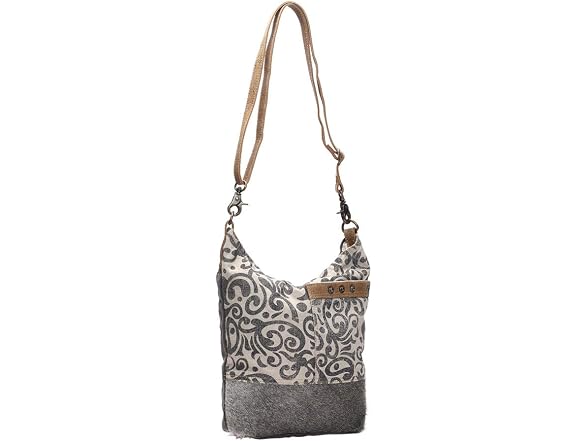 Myra Bag Floral Cowhide & Upcycled Canvas Shoulder Bag S
