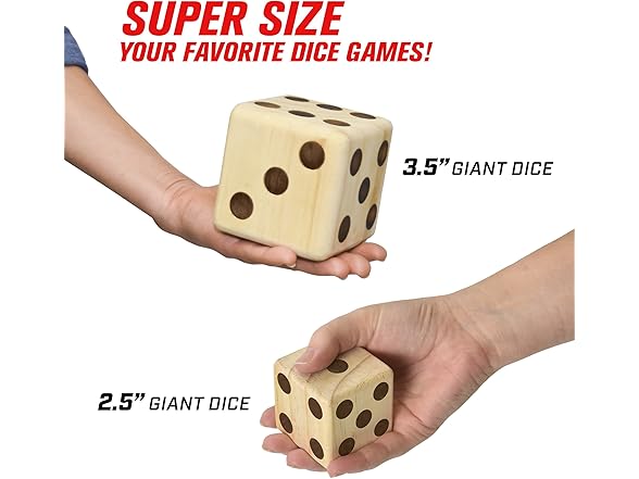 GoSports Giant Wood Playing Dice Set 3.5"