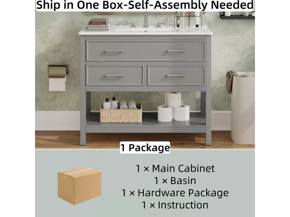 Christopher Knight Home Lowell Contemporary 36" Vanity