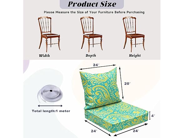 Pattern Patio Chair Cushions 24"x24"