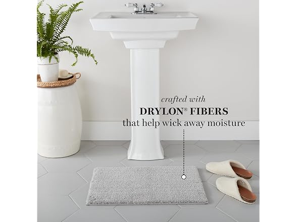 MARTHA STEWART Drylon Microfiber Bath Rug Grey