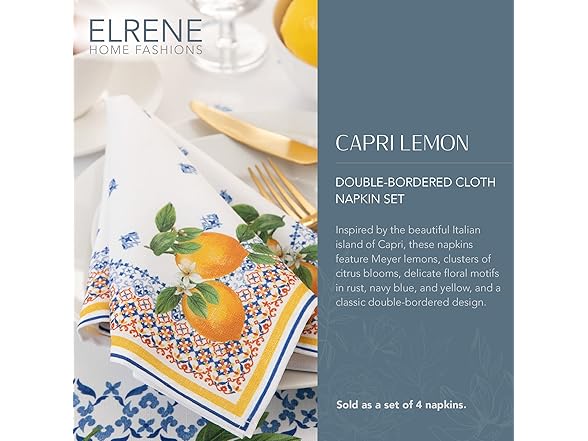 Elrene Capri Lemon Napkins Set of 4