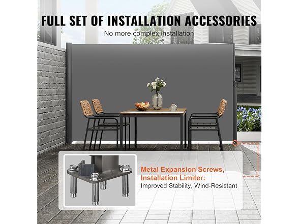 Retractable Side Awning, 63''x 118'' Aluminum