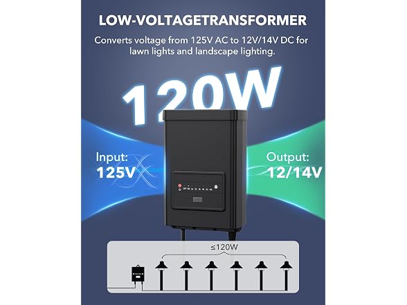 BN-LINK 120W Low Voltage Landscape Transformer Outdoor 