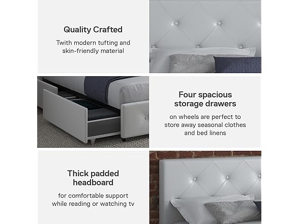 DHP Dakota Upholstered Platform Bed with Underbed