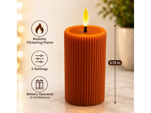 2-Pack 5.75" Battery-Operated Realistic Flickering LED Candle