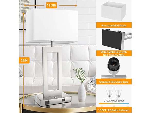 Kondras 22’’ Touch Control Table Lamps Set of 2