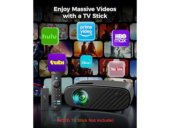 ELEPHAS Projector with WiFi & Bluetooth - 800 ANSI Lumens HD Home Theater, Officially Licensed Prime Video/YouTube, Auto Keystone, HDMI/USB, iOS & Android Compatible (Open Box)