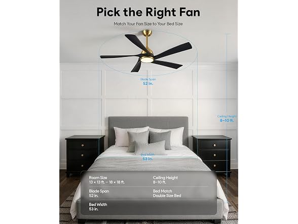 VONLUCE 52in Wood Ceiling Fan Patio