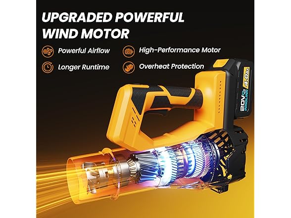 Cordless Leaf Blower 4.0Ah Battery 6Spd