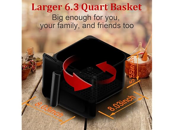 WHUTO Air Fryer,6.3QT Air Fryer Oven 6.3 QT