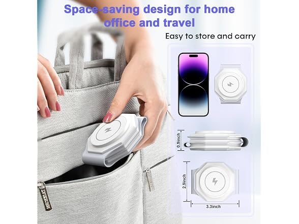 (2 PACK) 3-in-1 15W Travel Wireless Charger