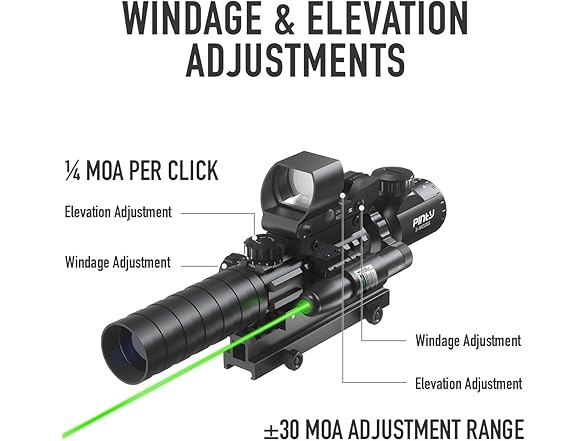 PINTY Rifle Scope Red Dot Laser Combo