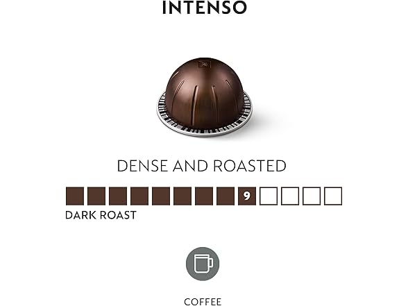 Nespresso Capsules Vertuo, Intenso, Dark Roast Coffee, 60-Ct