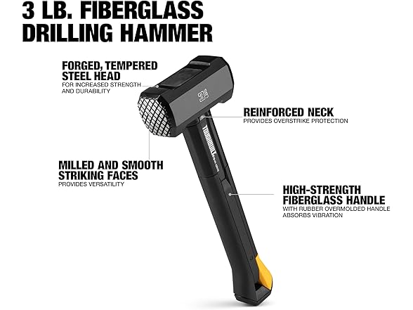 ToughBuilt TB-H1-1DR-F3 3 lb. Fiberglass Drilling Hamm