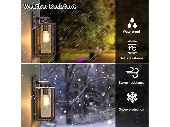 BesLowe 2-Pk Outdoor Wall Lights- Choose Color