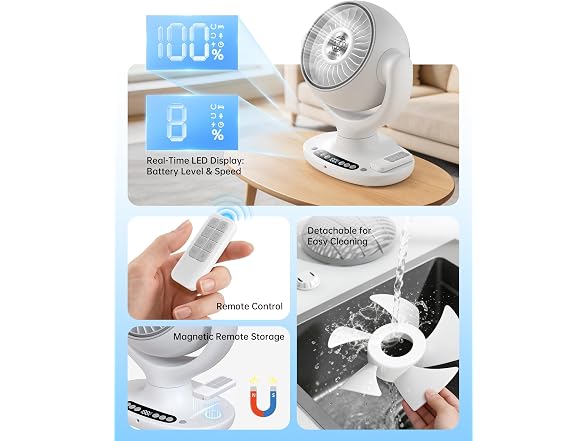 Aaoyun Cordless Desk Fan