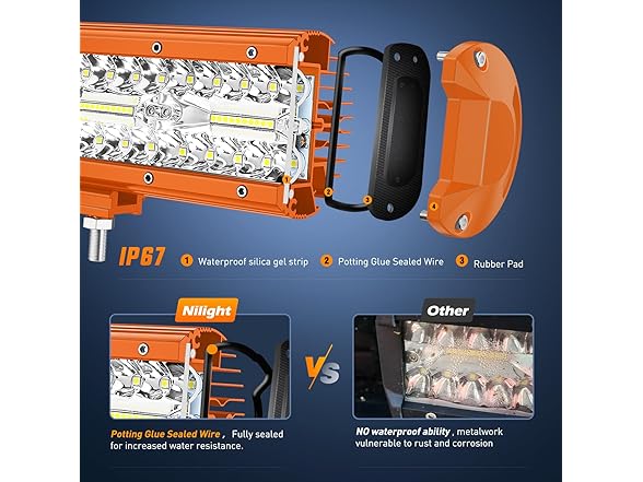 Nilight LED Light Bar 2PC 6.5Inch 120W Flood Spot Combo