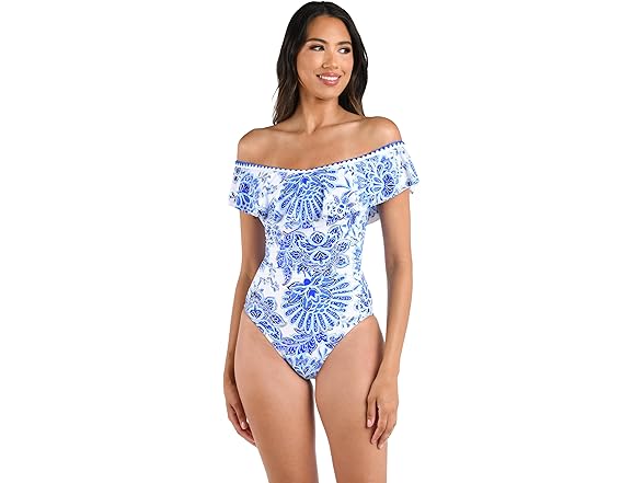 La Blanca Women Off Shoulder Ruffle One Swimsuit (14)