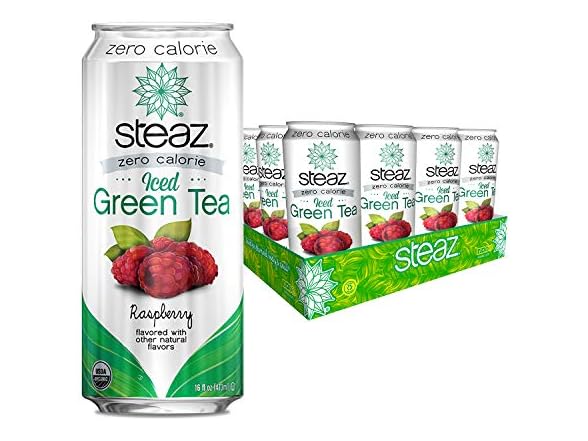 12Pk Steaz Iced Green Tea Beverage, Raspberry