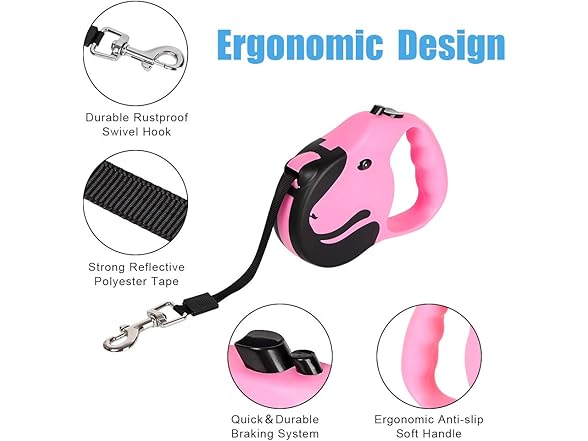 Emoly Upgraded Retractable Dog Leash