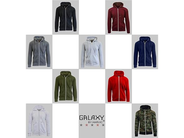 Mens Full Zip Fleece Hooded Sweatshirt