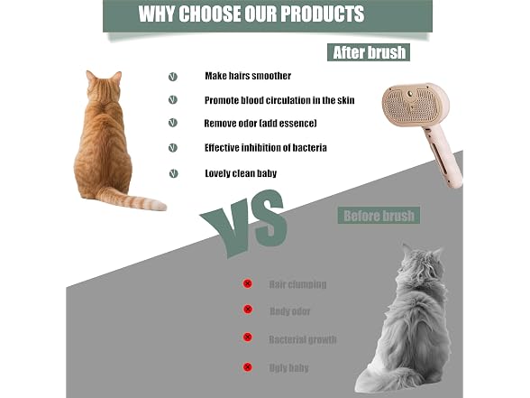 Cat Steam Brush, 3 - in - 1 Dog Brush for She