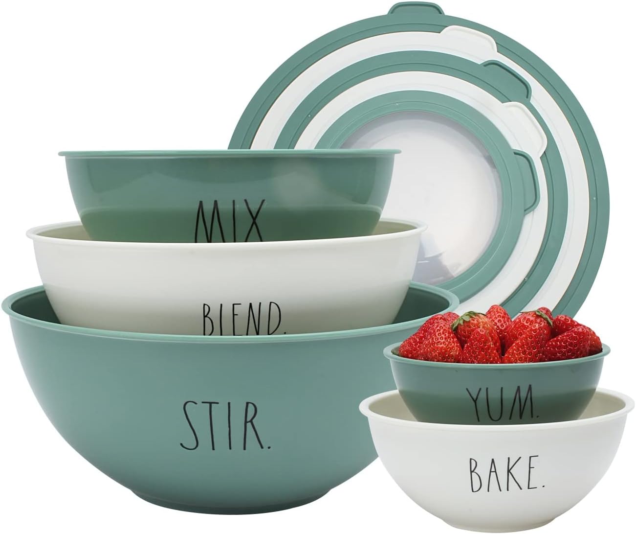 RaeDunn Mixing Bowls with Lids - 10Pc - Gallery 7