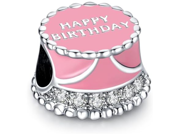 Famuan Pink Birthday Cake Charms