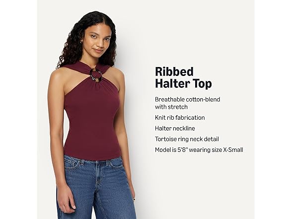 Amazon Essentials Women Slim-fit Ribbed Halter Top