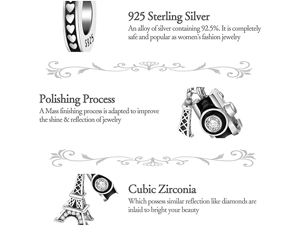 dazlily Camera Tower Charm 925 Sterling