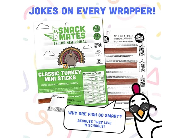 New Primal Snack Mates Turkey Sticks, Gl