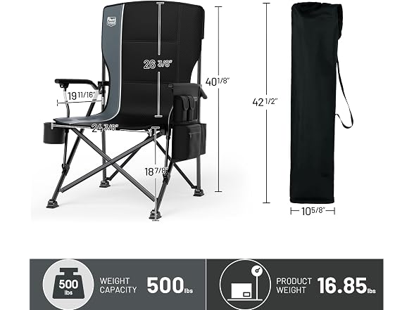 TIMBER RIDGE Black Oversized Camping Chair