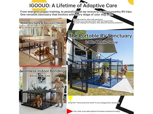 Portable Dog Playpen 53"L x 53"W x 36"H