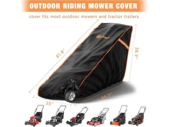 GREENER Lawn Mower Cover, Heavy Duty 800D, Black