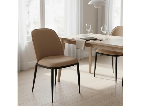 LeisureMod TCNW18BR2 Tule Dining Chair Natural Wood