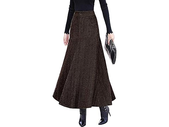 Idealsanxun Women (M) Long Wool Skirts Fall Skirts