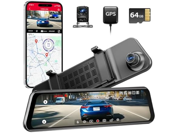 LINGDU 12" 4K Mirror Dash Cam
