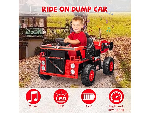 12V Ride On Dump Truck Red