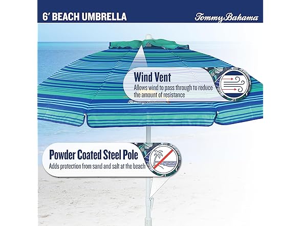 Tommy Bahama 6' UPF 50+ Tilt Beach Umbrella