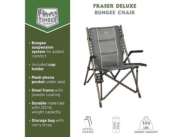 TIMBER RIDGE Bungee Folding Camping Chairs