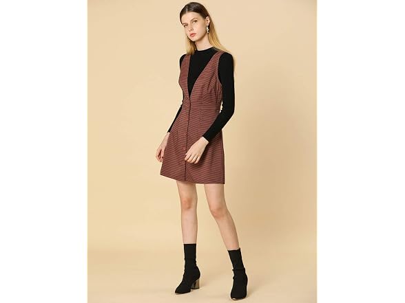 Allegra K Women (XS) Overalls Suspenders V Dress