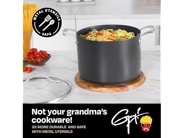 Guy Fieri's Flavortown Laser Titanium 8-Quart Stock Pot with Lid