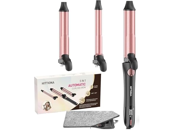 HITTIONA Rotating Curling Iron - 3 in1 Automatic Curling Iron