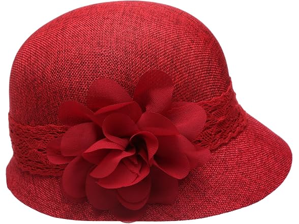Epoch Women (OS) Gatsby Linen Cloche Hat Band Red