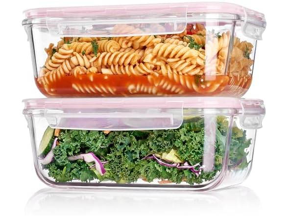 Vtopmart Pink 2 Pack 63oz Glass Containers W/ Lids